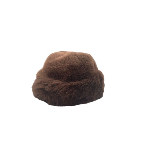 2/$30 Faux Fur Coffee OS Mongolian Hat Brimless Plush Fluffy Skiing Riding Warm - Picture 8 of 11